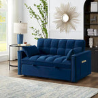 4-in-1 Velvet Pull-Out Sleeper Sofa Bed Loveseat With Reclining Backrest And 2 Side Pockets