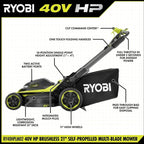 RYOBI 40V HP Brushless 21" Walk Behind Self-Propelled Lawn Mower w/ (2) 6.0Ah Batteries and Charger
