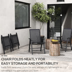Patio Folding Stackable Outdoor Sling Chairs, 4 Count, Black - 22.87in L x 25.15in W x 37in H