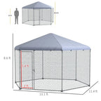 PawHut Large Metal Coop Run With Waterproof Anti-UV Cover, 13 ft x 11.4 ft x 8.6 ft
