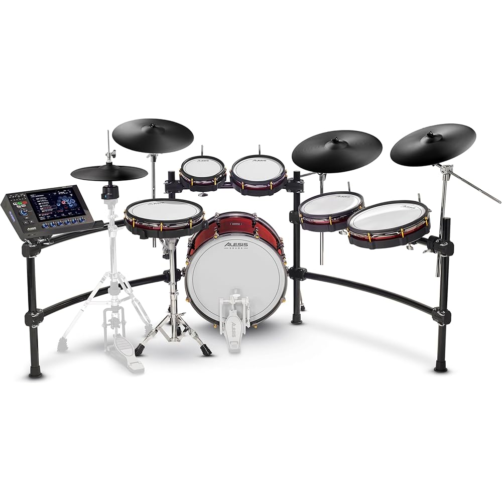 Alesis Strata Prime 10-Piece Electric Drum Set, Red, 20 inch Kick, Mesh Heads - Strata Prime