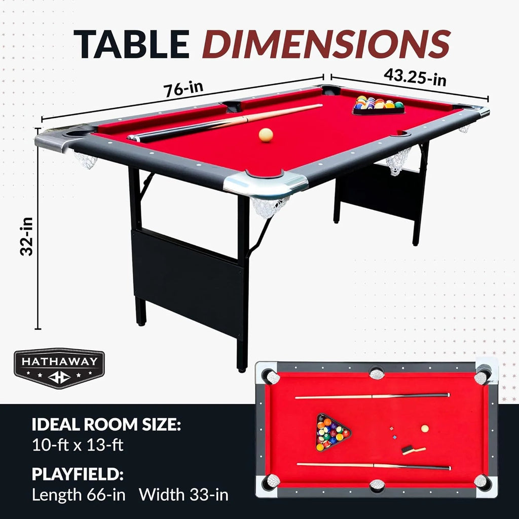Hathaway Fairmont 6 Ft Portable Pool Table, Blue - BG2574