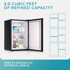 EUHOMY Compact Upright Freezer, 3.0 Cubic Feet, Silver Stainless Steel Door - MF-30-Y