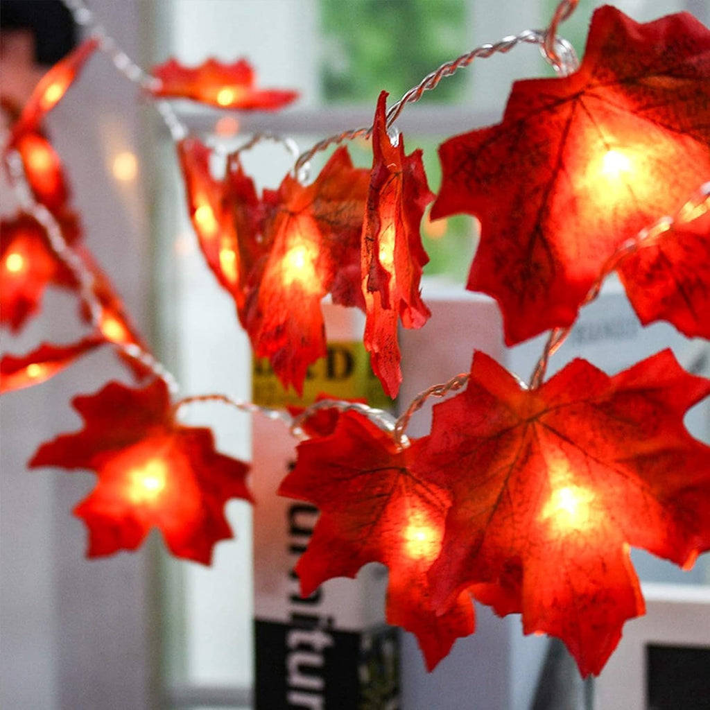 AGCAN 3 Pack Maple Leaf String Light, Total 60 LED 30Ft Artificial Fall Decor Leaf Light USB Operated Centerpiece Table Decorations for Autumn Harvest, Thanksgiving, Halloween, Indoor