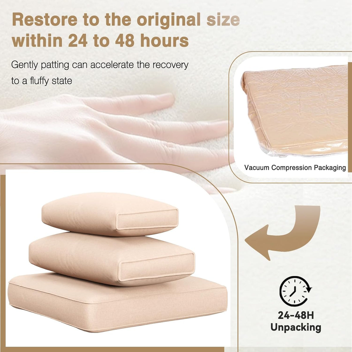 Aoxun 8 Piece Patio Sectional Sofa Set With 44in Fire Pit Table, Coffee Table And Beige Cushions