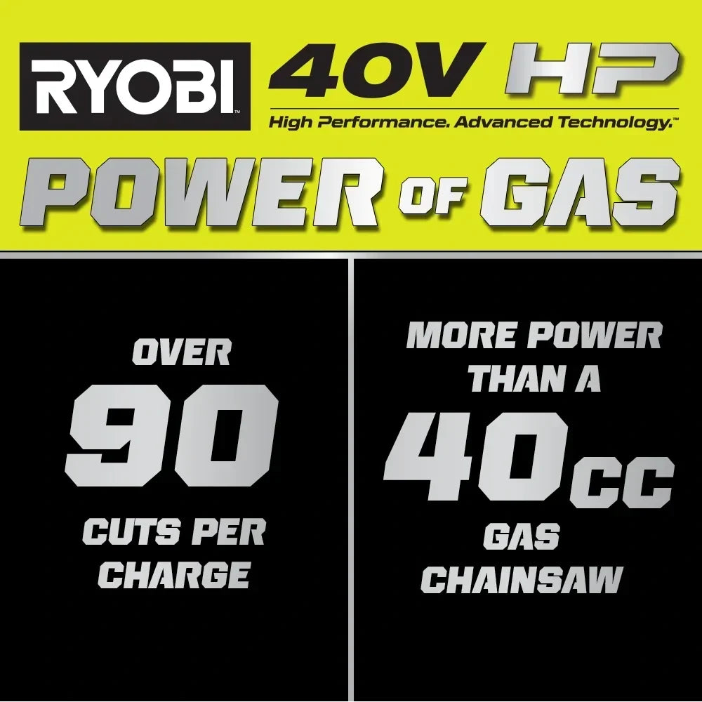 RYOBI 40V HP Brushless 18" Chainsaw Kit - Over 90 Cuts per Charge