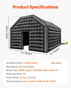 Inflatable Nightclub Party Tent With Lights, 19.7 x 16.4 x 12 Ft