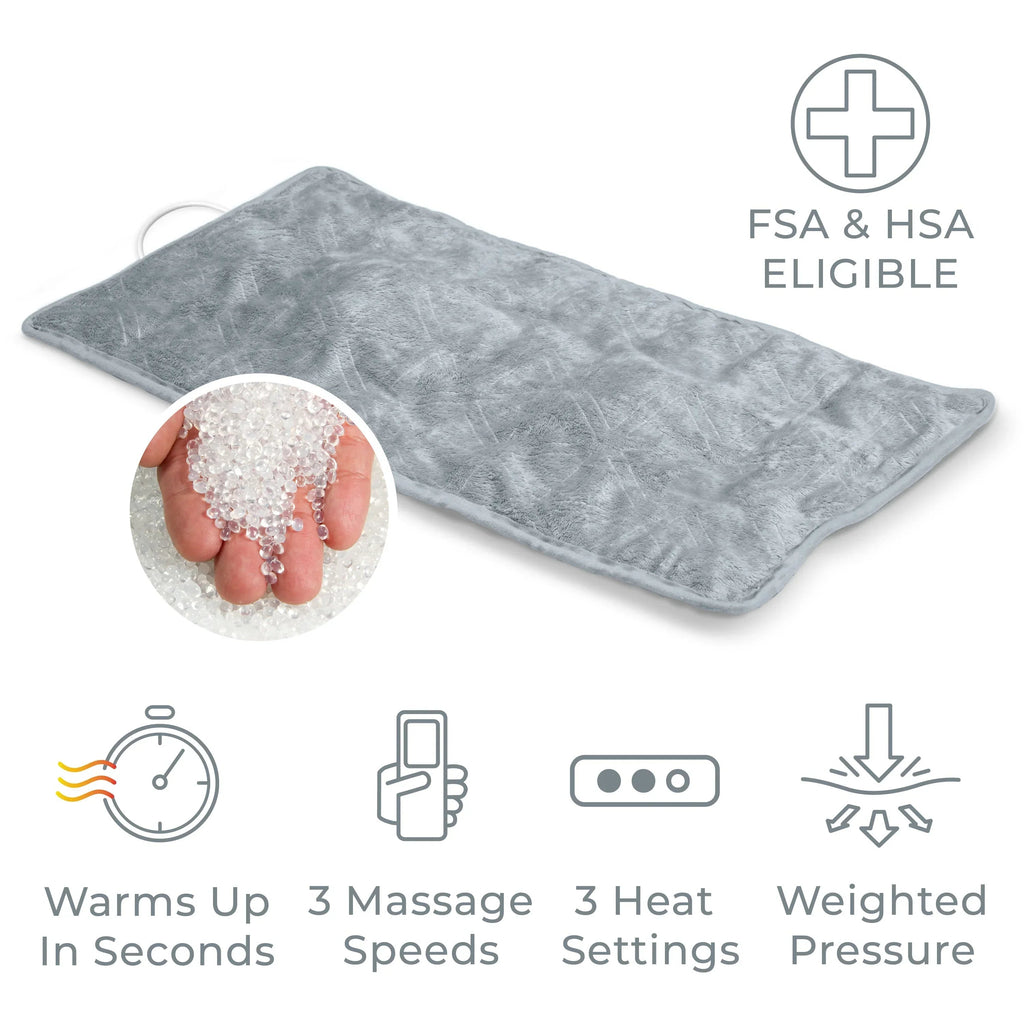 Pure Enrichment 3-in-1 Heating Pad, 12 in x 24 in, Steel Gray - WeightedWarmth