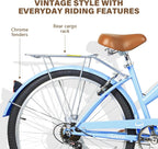 WEIZE 26 Inch 7-Speed High-Carbon Steel Beach Cruiser Bike