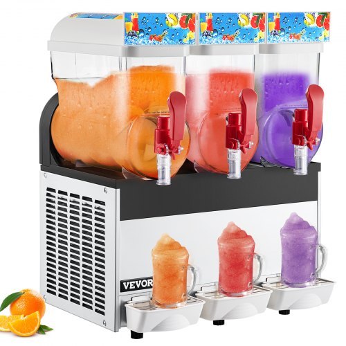 Commercial Frozen Drink Slush Machine, 45 L, 3 Tanks