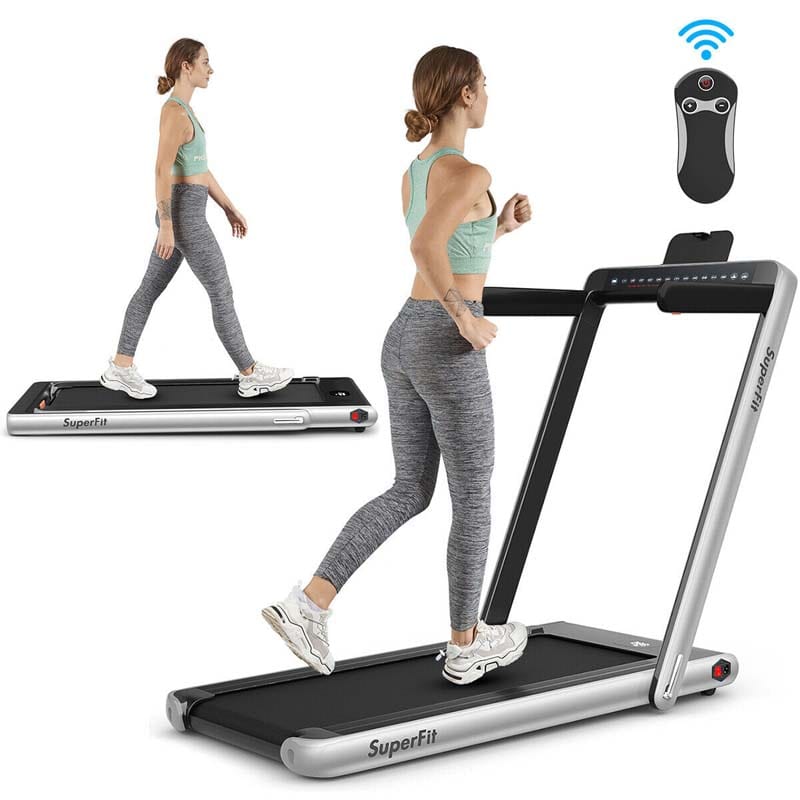 2 In 1 Folding Treadmill, 2.25 HP, 40 in x 16 in Running Area, Dual Display And App Control