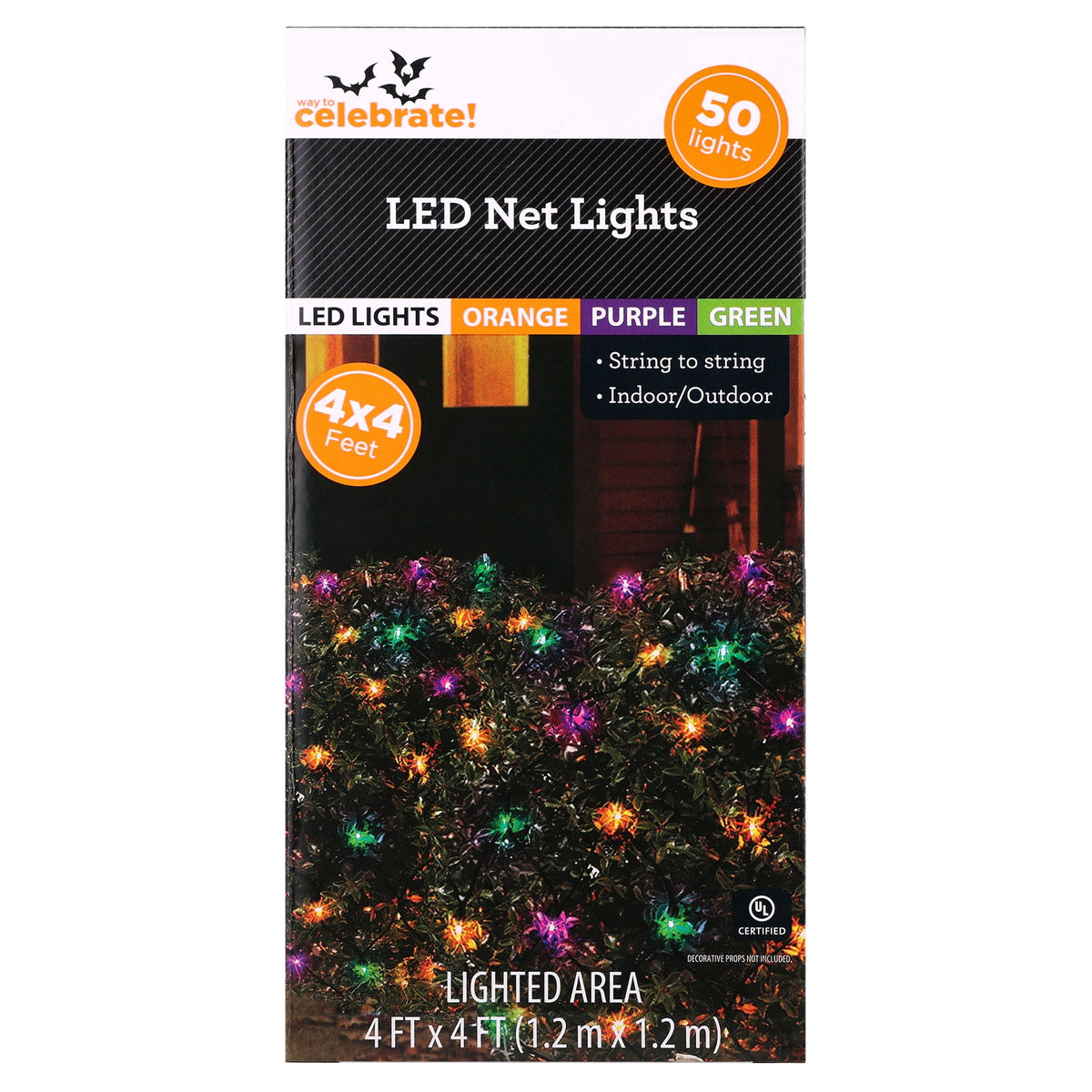 Indoor/Outdoor 50-Count LED Net Lights, 4' x 4', Halloween by Way To Celebrate
