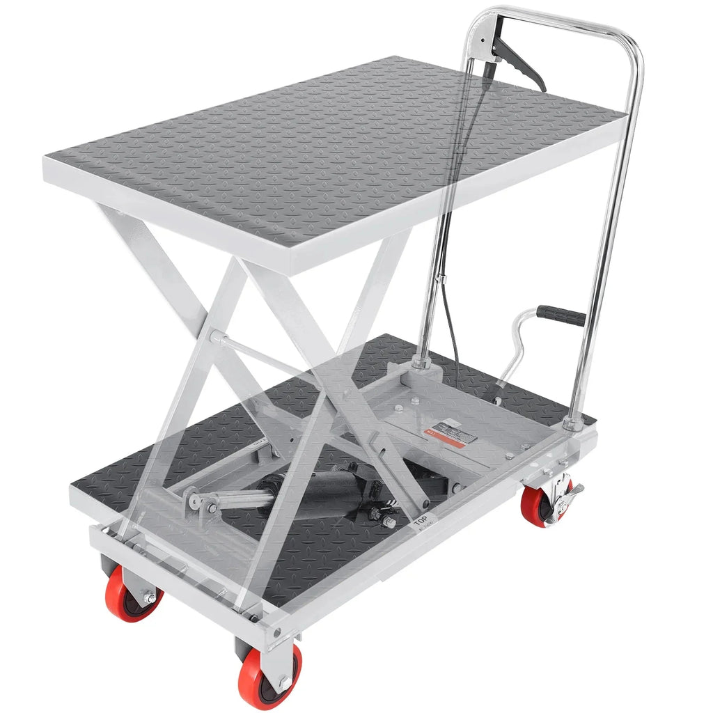 BENTISM Hydraulic Lift Table Cart, 500 lbs, 28 x 18 inches, Gray - TF23