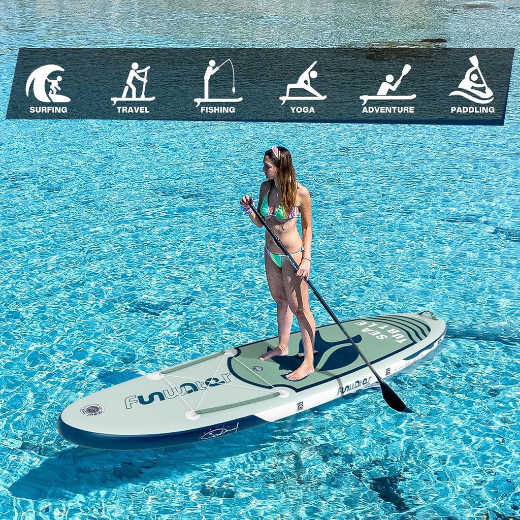 FunWater Inflatable Stand Up Paddle Board, 11 ft x 32 in x 6 in - SUP Paddle Accessories