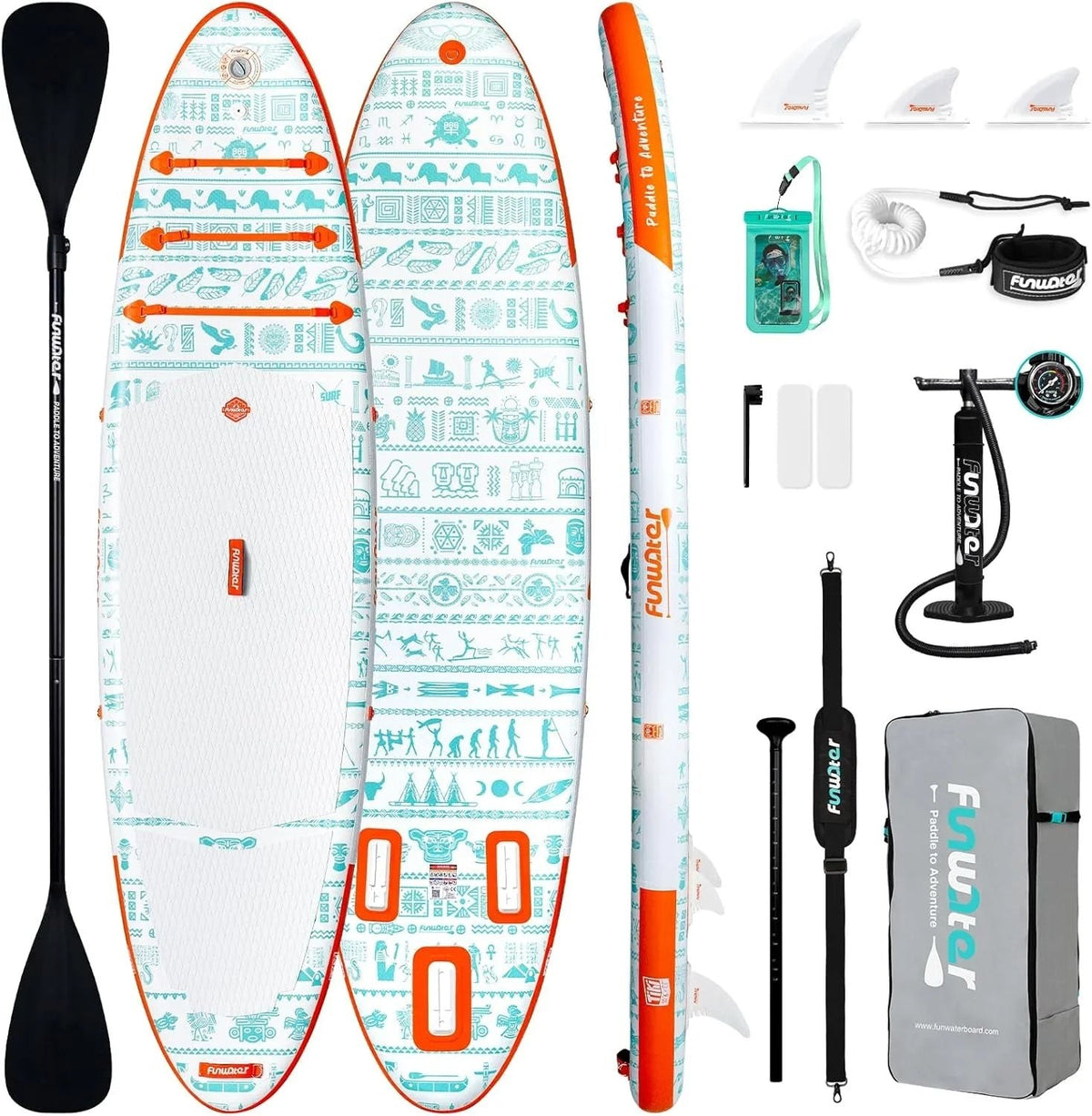 FunWater Inflatable Stand Up Paddle Board, 11 ft x 32 in x 6 in - SUP Paddle Accessories
