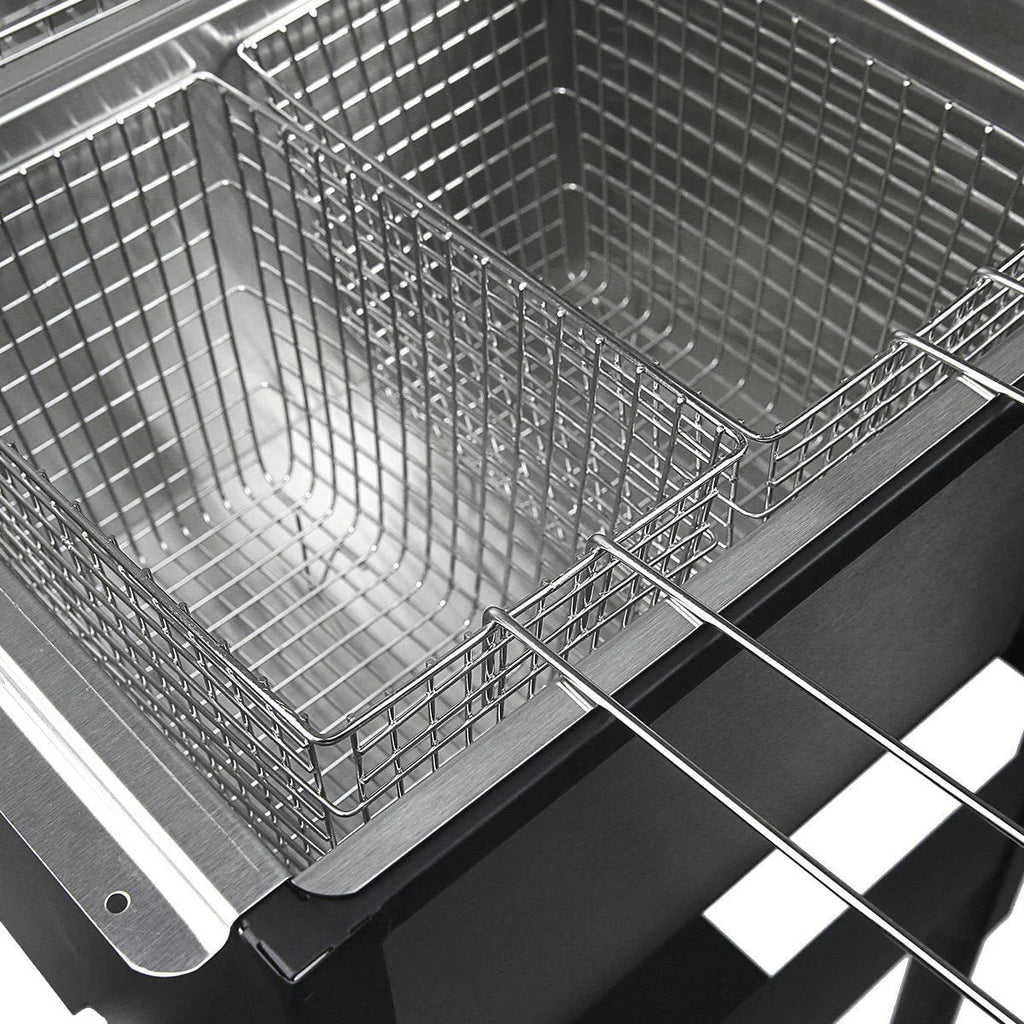 Barton High-Pressure Propane Outdoor Deep Fryer, 5.5L, Triple Basket, Dual Burner - Black