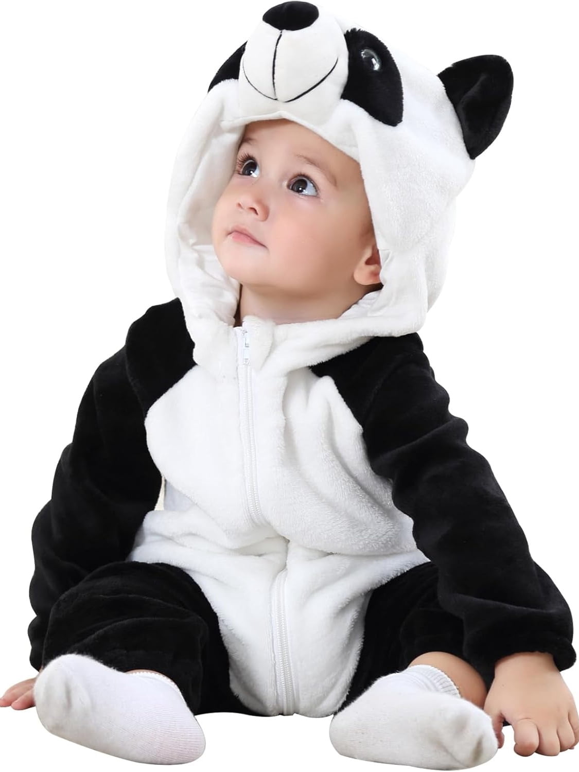 WIBACKER Infant Toddler Dinosaur Animal Fancy Dress Costume Baby Winter Flannel Hooded Romper Christmas Halloween Cosplay Jumpsuit