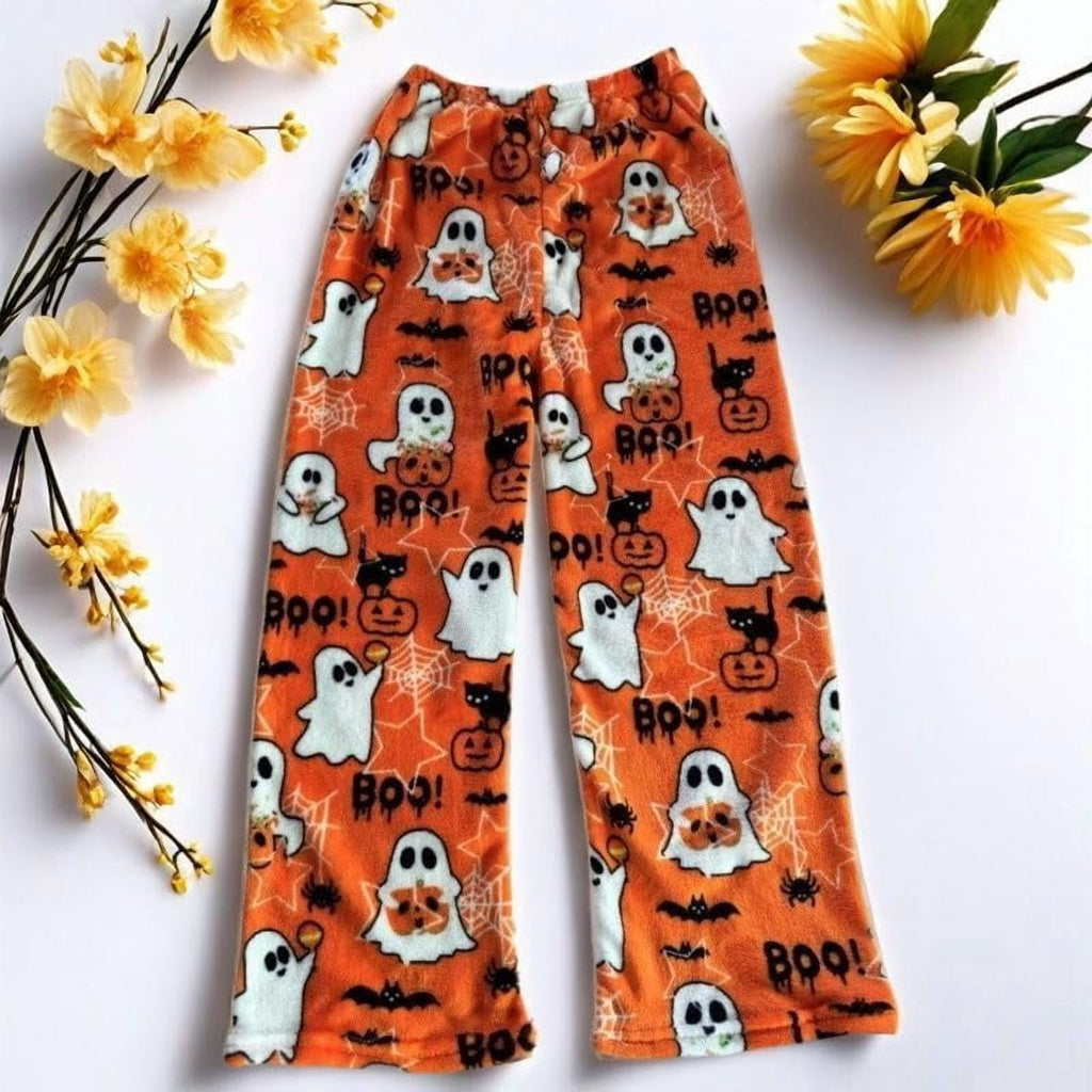Halloween Pajama Pants for Women Men Couples Flannel Pjs Pants Fuzzy Pjs Pants Plush Pajama Bottom Costume Sleepwear Matching Pajamas Halloween Christmas Gifts