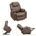 Electric Power Lift Recliner Chair With Leather Massage, Lumbar Heating, 8 Vibrating Nodes, Cup Holders And USB Port
