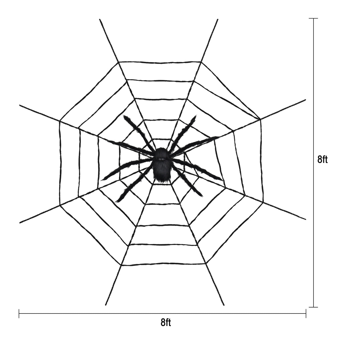 Giant Spider Web with Spider Decoration, Black, 8', Halloween by Way To Celebrate