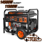 WEN 14500-Watt 120V/240V Tri-Fuel Generator With Electric Start And Wheel Kit - TF1450