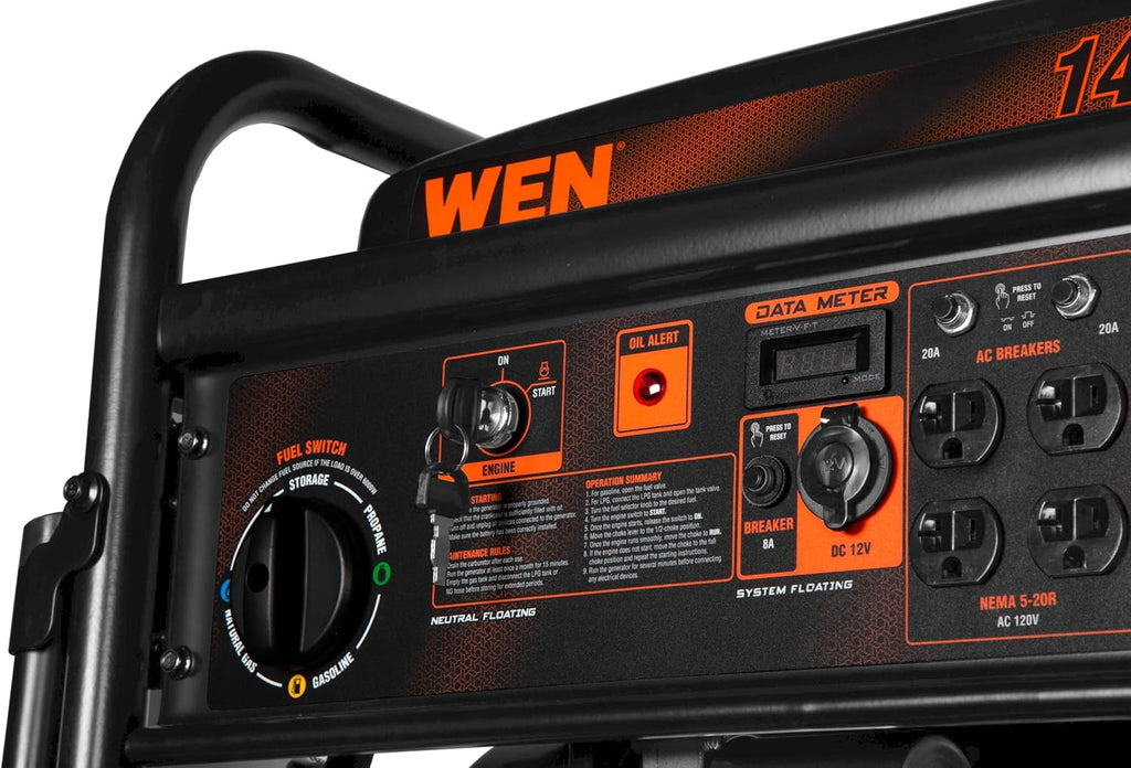 WEN 14500-Watt 120V/240V Tri-Fuel Generator With Electric Start And Wheel Kit - TF1450