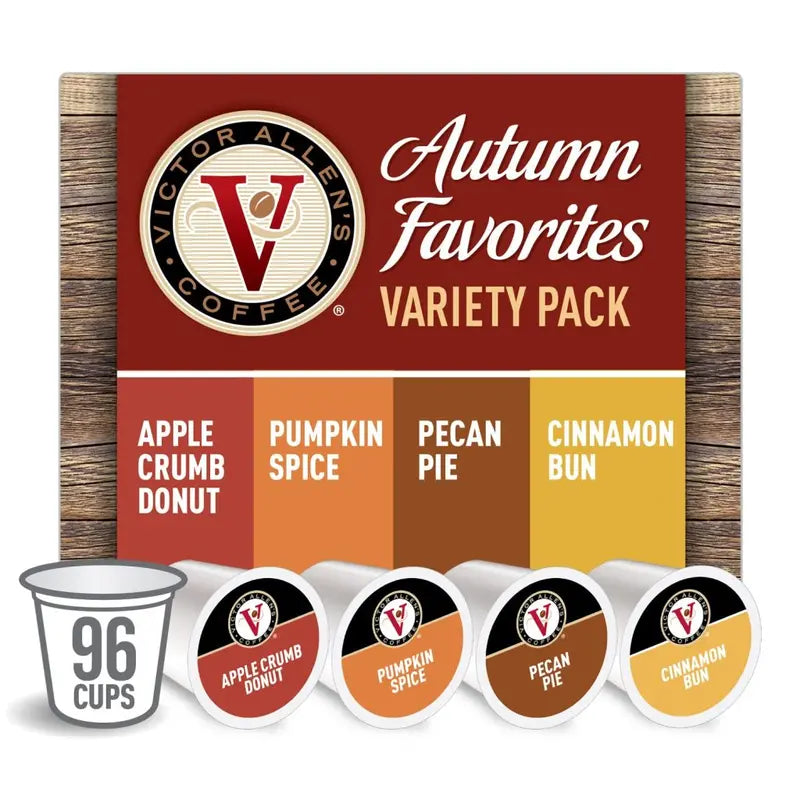 Victor Allen Coffee Pods Autumn Variety Pack, 96 Count, Keurig 2.0 Compatible - FG014855