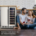 Ecojoy 24 Inch Dual Zone Wine And Beverage Refrigerator, 20 Bottles And 57 Cans