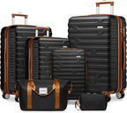 6-Piece Cream ABS Hardshell Luggage Set With 18in, 20in, 24in, 28in Expandable Spinner Suitcases, TSA Locks, Duffel Bag And Toiletry Kit