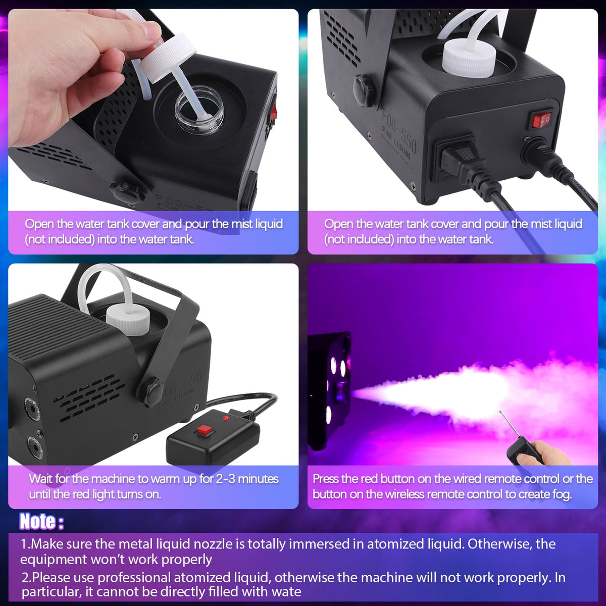Wondnuga Halloween Fog Machine Smoke Machine 550W 3-in-one RGB Light Beads Smoke Machine Remote Control for Halloween Party Wedding