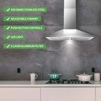 30 Inch Wall Mount Stainless Steel Range Hood With LED Light