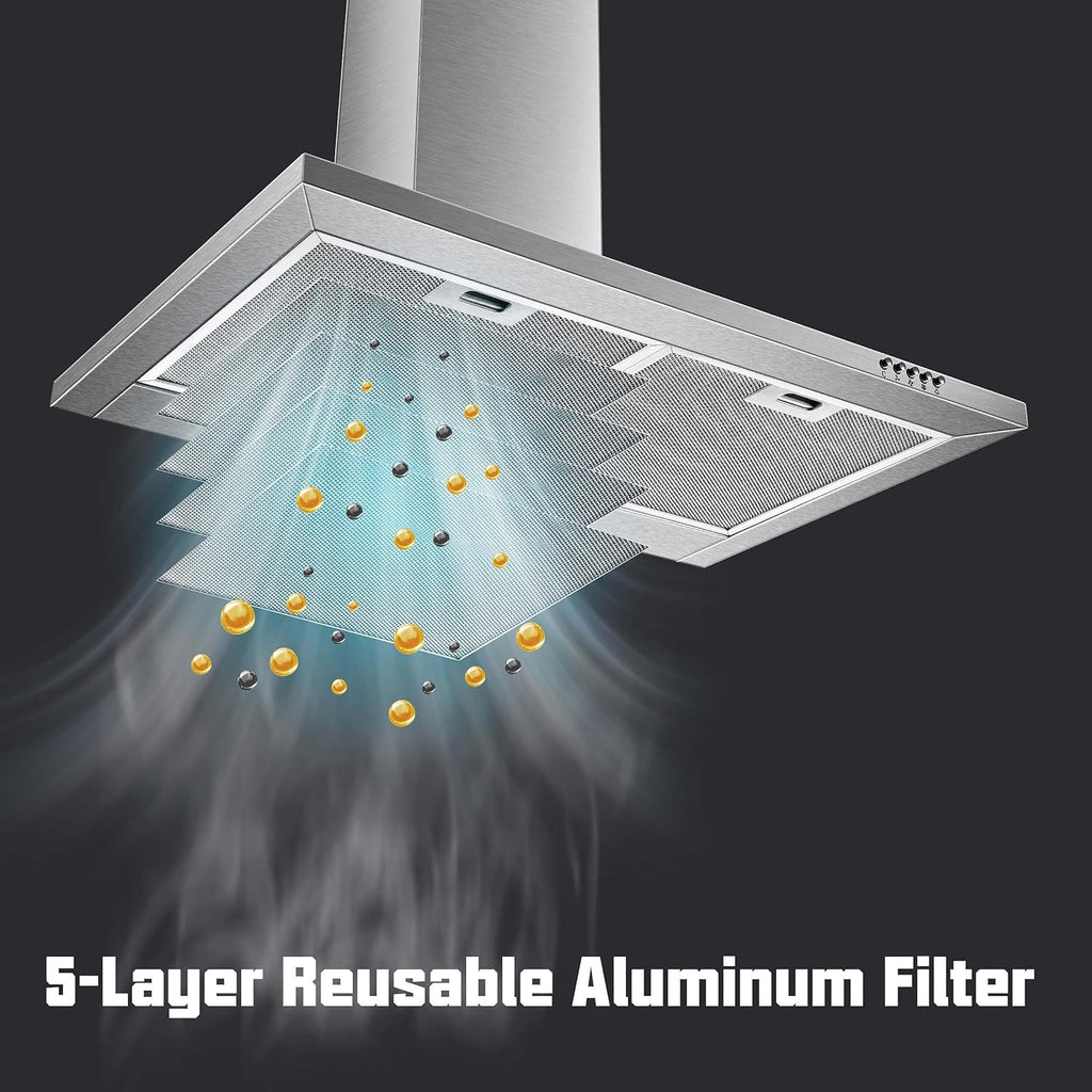 30 Inch Wall Mount Stainless Steel Range Hood With LED Light
