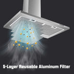 30 Inch Wall Mount Stainless Steel Range Hood With LED Light