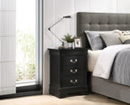 Glory Furniture Louis Phillipe 3 Drawer Nightstand, Black - G3150-3N
