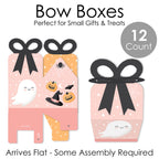 Big Dot of Happiness Pastel Halloween - Square Favor Gift Boxes - Pink Pumpkin Party Bow Boxes - Set of 12