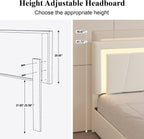 Full Upholstered Platform Bed Frame With 4 Storage Drawers, LED Lights, Adjustable Headboard And Charging Station - White