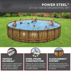 Round Above Ground Pool Set - 22' x 52in