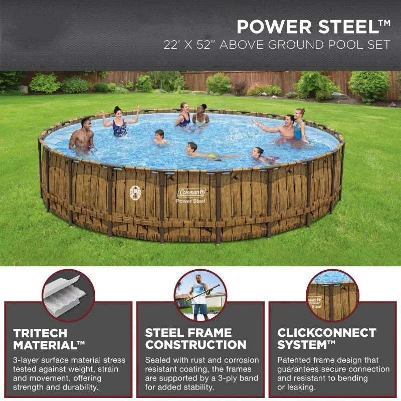 Round Above Ground Pool Set - 22' x 52in