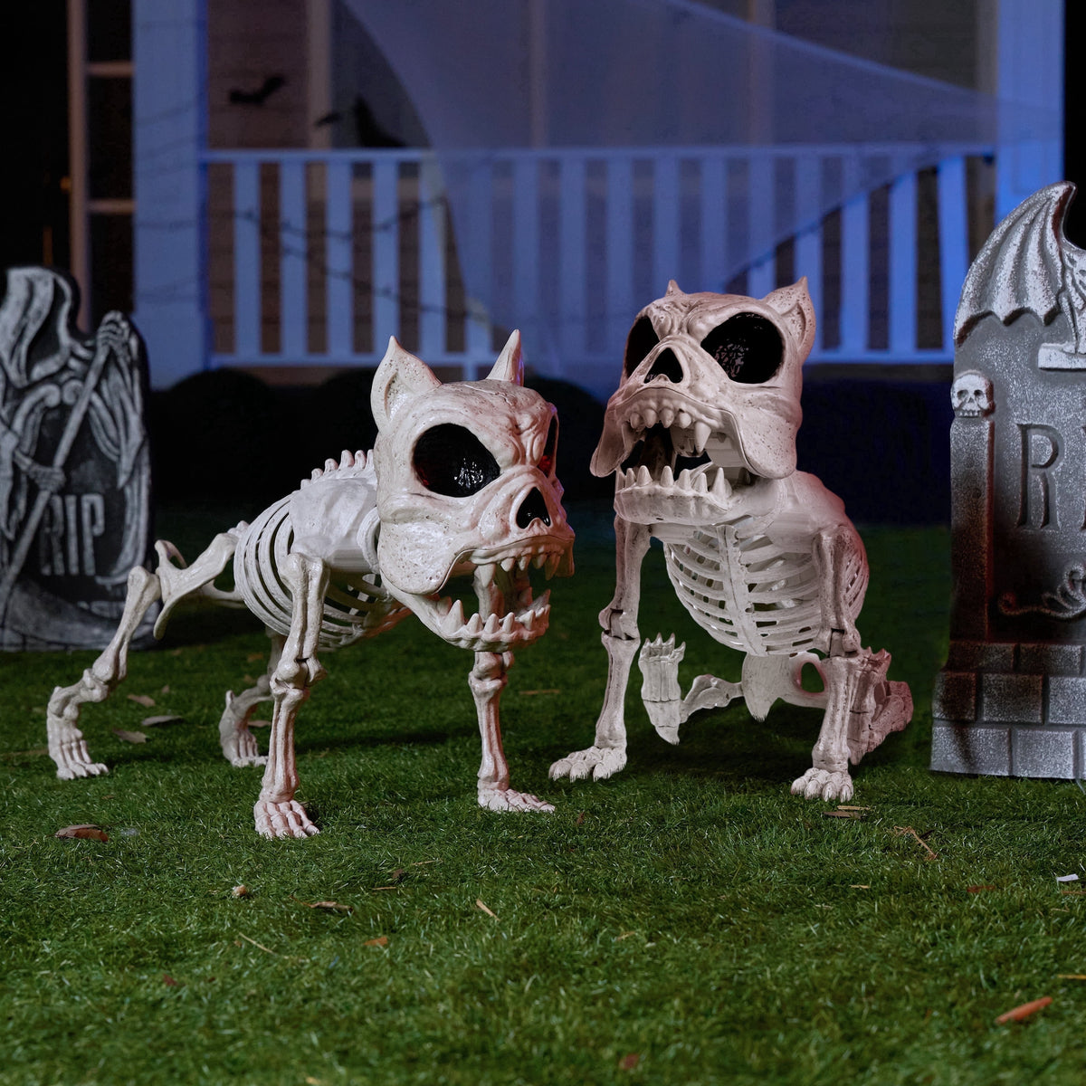 Joyfy 9.8 Inch Halloween Skeleton Dog Skeleton Halloween Decor, Pose-N-Stay Plastic Skeleton Bones with Posable Joints for Hallowmas Decoration Outdoor Haunted House Party