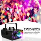 Yexmas 600W Fog Machine with Disco Ball & 8 RGB LED Lights – 2000CFM and Remote Control for Parties, Weddings, Halloween & DJ Events
