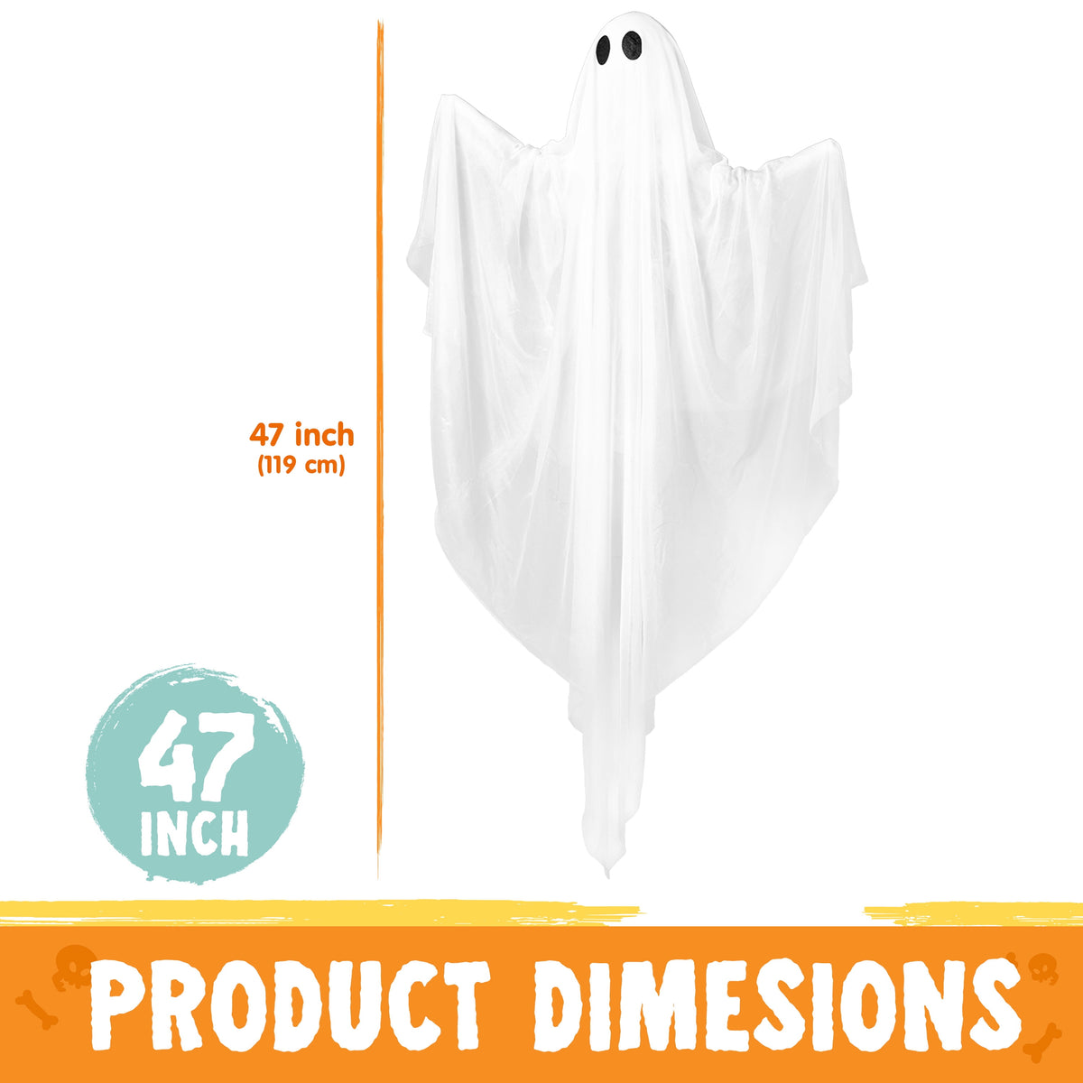 Joyfy 47" Halloween Hanging Light up Ghost Decorations Outdoor