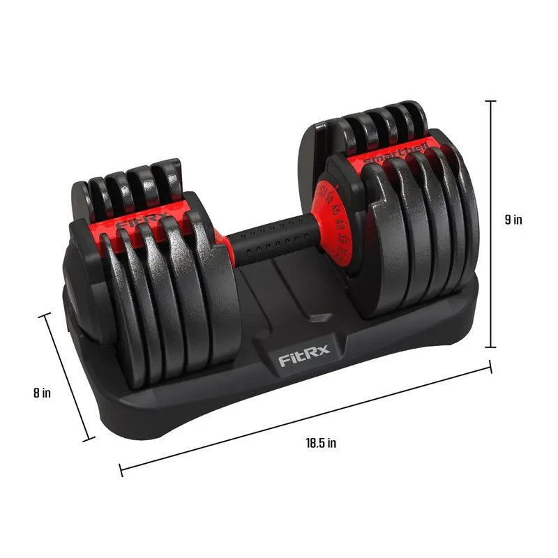 FitRx Smart Bell Quick Select Adjustable Dumbbell, 5-52.5 Lbs