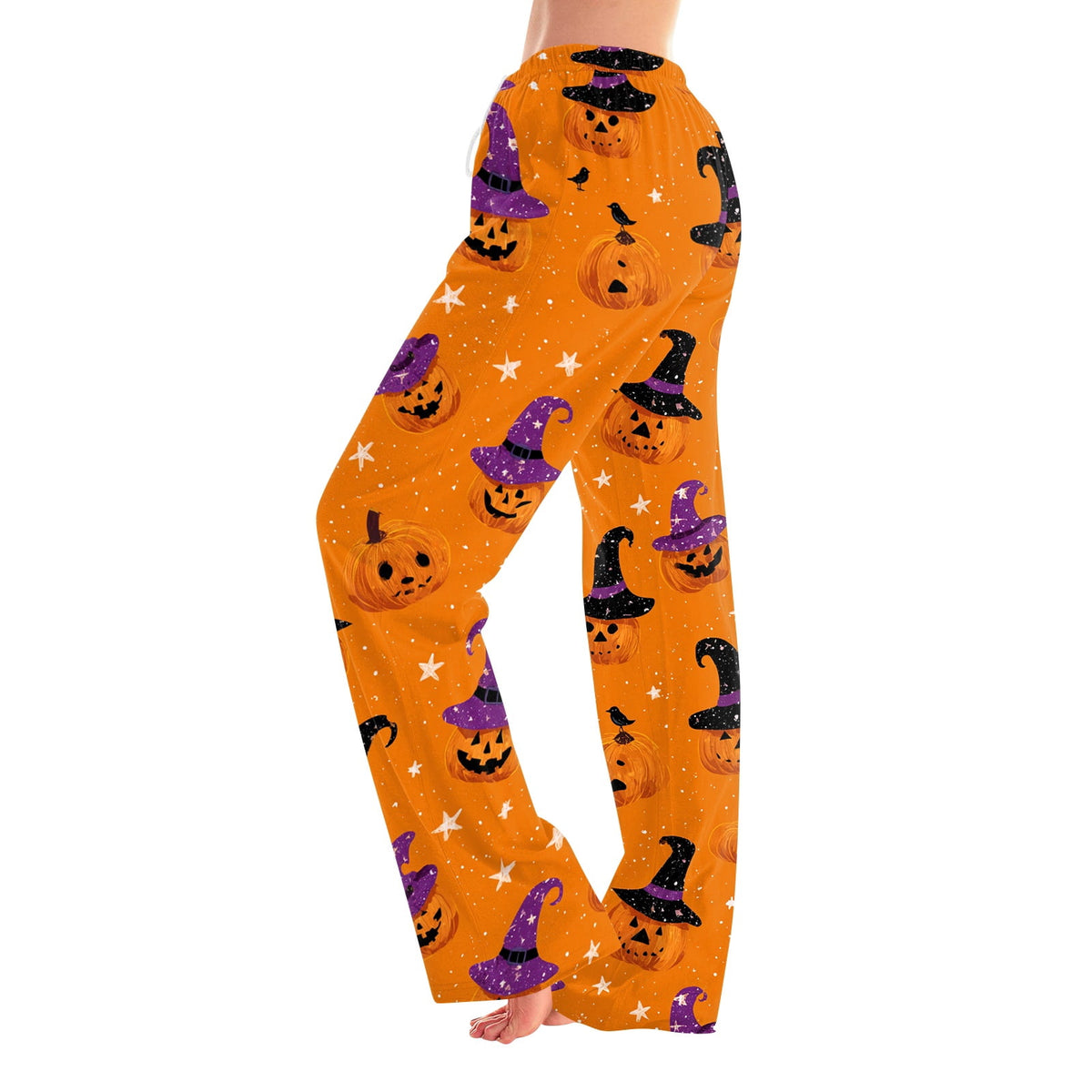 Fabrcox Halloween Womans Pajama Pants Ghost Pumpkin Candy Sleep Pants Women Fall Winter Festival Soft Lounge Pants for Women Khaki S