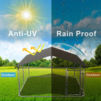 Petony Outdoor Dog Kennel With UV And Water Resistant Roof Cover, Chain-Link Fence And Swing Gate