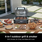 Ninja Outdoor Woodfire Pro XL 4-in-1 Grill BBQ Smoker Air Fryer & Bake, Dark Grey - OG850