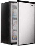 EUHOMY Compact Upright Freezer, 3.0 Cubic Feet, Silver Stainless Steel Door - MF-30-Y