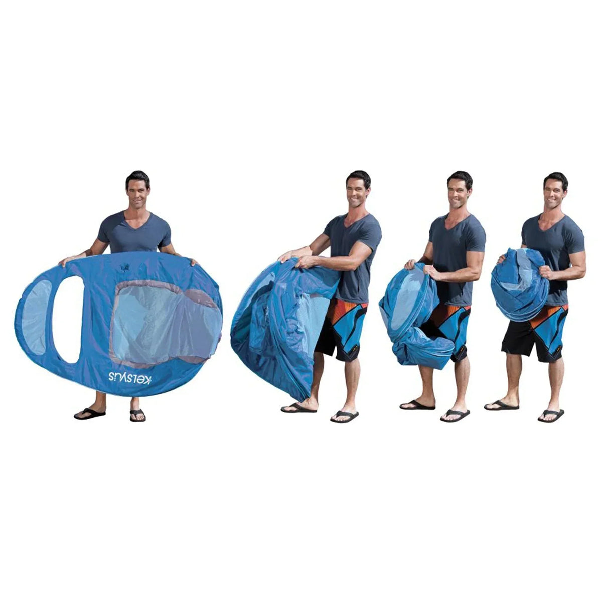 Kelsyus Floating Pool Lounger Inflatable Chair With Cup Holder Blue 2 Pack - 80014