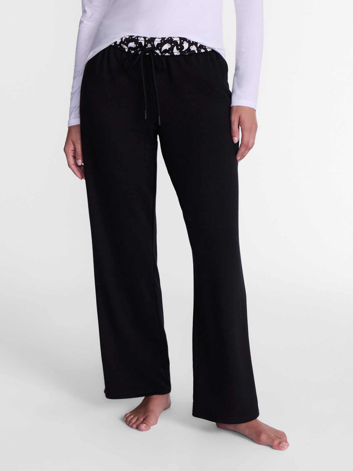 Women’s Halloween Printed Foldover Waistband French Terry Lounge Pants, 29" Inseam