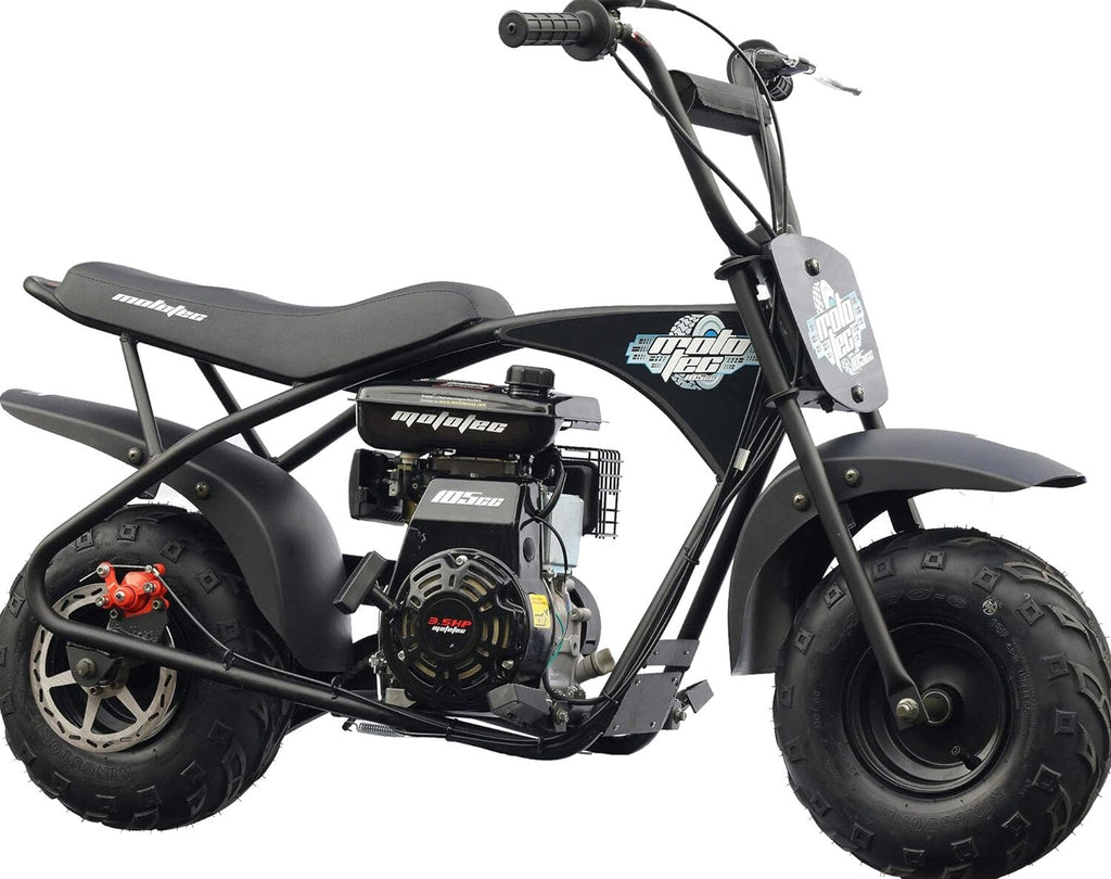 MotoTec 105CC 3.5HP Mini Bike, Black, Alloy Steel, 23mph - KN110-A